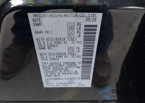 2020 Infiniti Qx60 Pure Awd z USA, uszkodzony, nr VIN 5N1DL0MM0LC514970